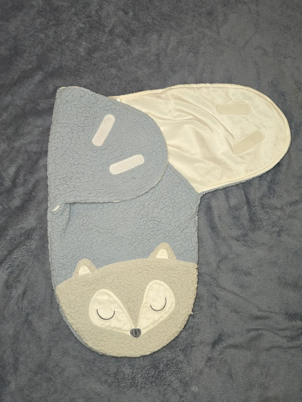 Chick pea Light Blue Sherpa Baby Sleep Sack with Fox Applique
